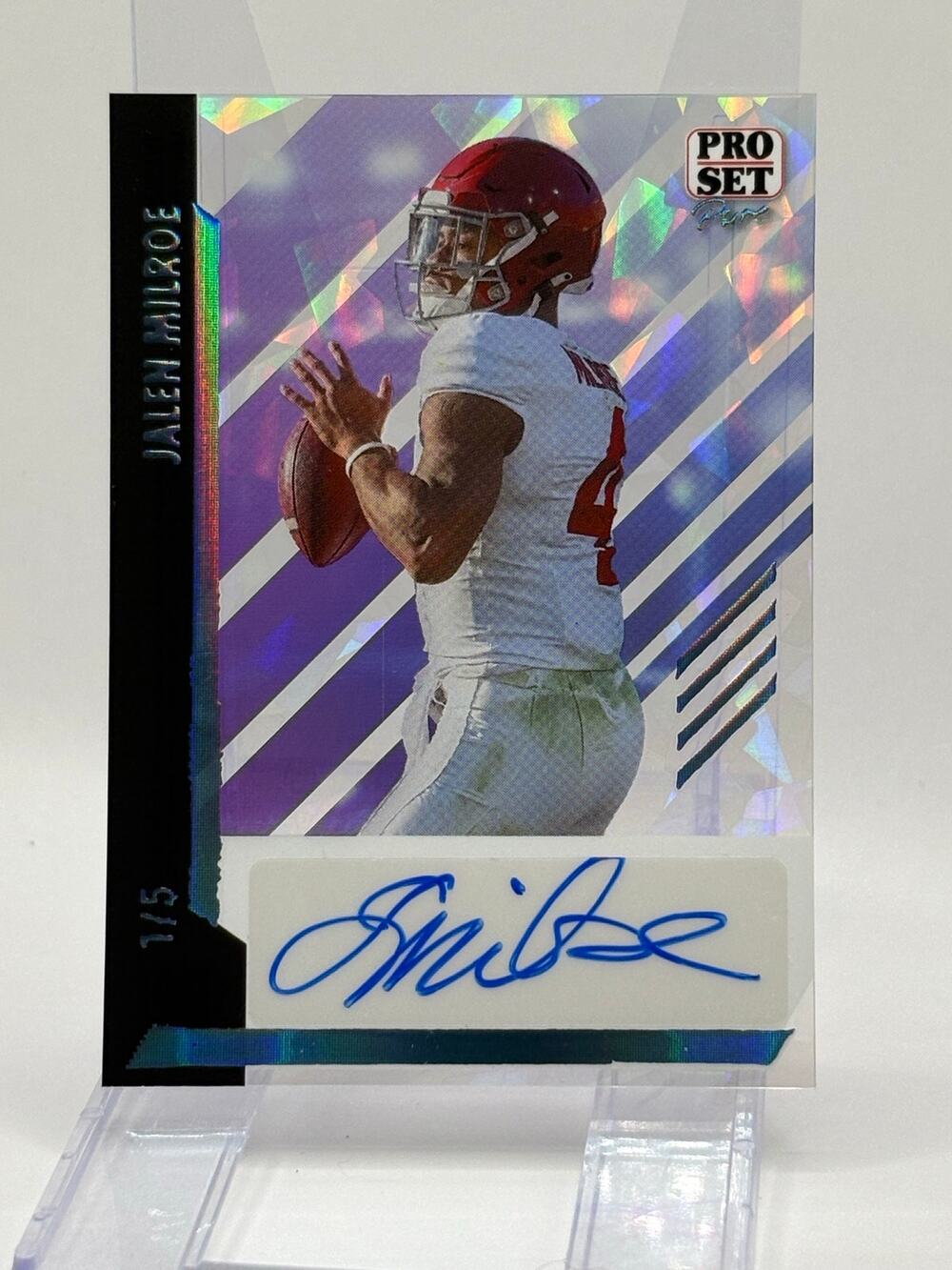 2024 Leaf Pro Set Pure Jalen Milroe Platinum Crystal Auto /5 SP Alabama Seahawks
